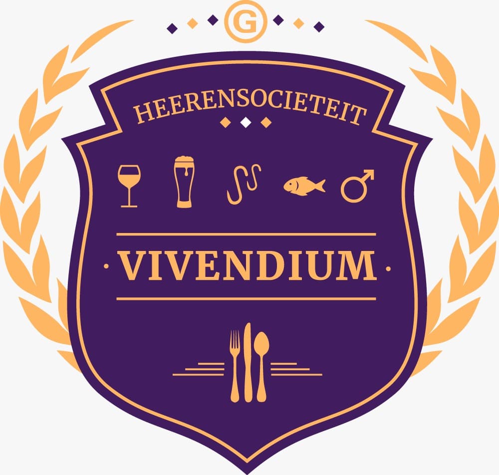 Wapen van Heerensociëteit Vivendium: paars schild met gouden lauwerkrans